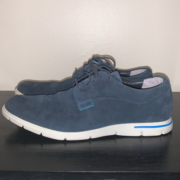 Clarks Men's Denner Motion Suede Oxford Shoes - Navy and Taupe.  Size 8. - Picture 2 of 10